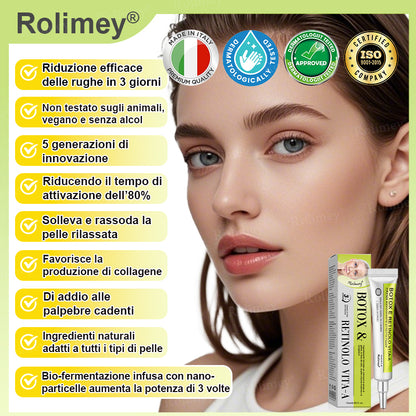 👨🏻‍⚕️ Rolimey® Crema Lifting Antirughe Effetto Botox & Retinolo Vita-A - Ultimo giorno di promozione: 70% di sconto|