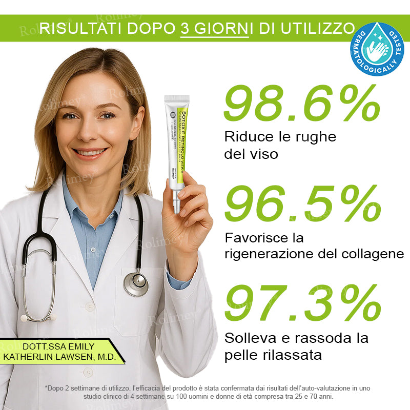 👨🏻‍⚕️ Rolimey® Crema Lifting Antirughe Effetto Botox & Retinolo Vita-A - Ultimo giorno di promozione: 70% di sconto|