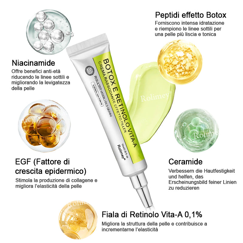 👨🏻‍⚕️ Rolimey® Crema Lifting Antirughe Effetto Botox & Retinolo Vita-A - Ultimo giorno di promozione: 70% di sconto|