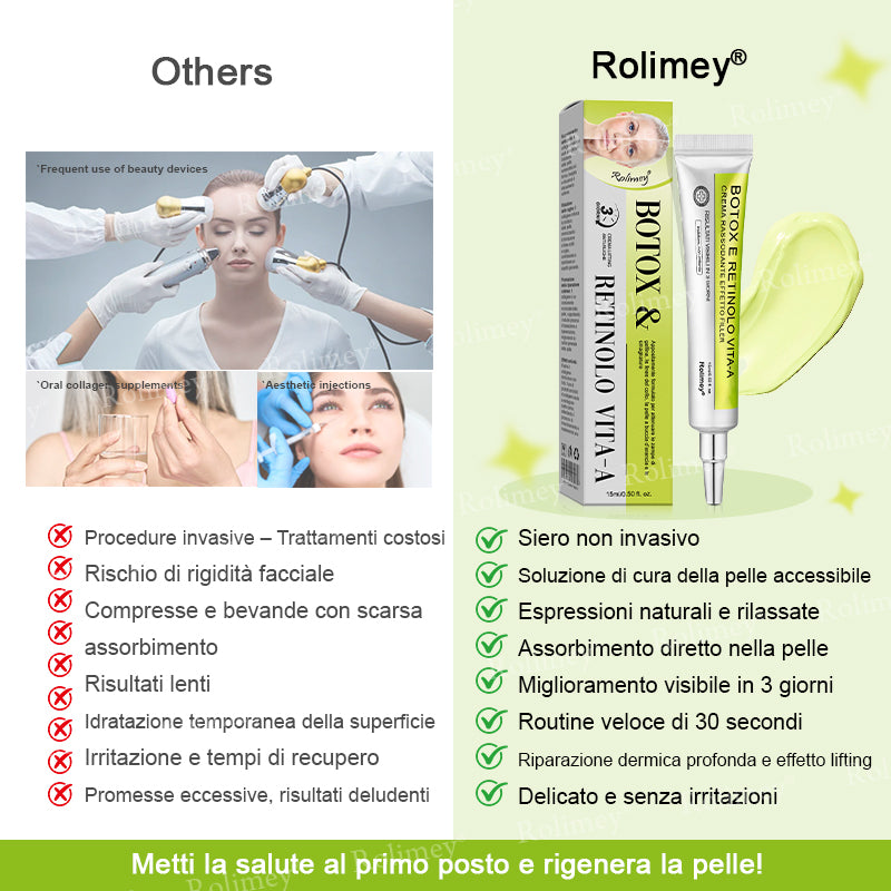 👨🏻‍⚕️ Rolimey® Crema Lifting Antirughe Effetto Botox & Retinolo Vita-A - Ultimo giorno di promozione: 70% di sconto|