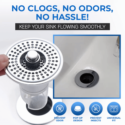 GFOUK™ Stainless Steel Washing Basin Anti-Clogging Anti-odor Pop-up Drain Stopper & Hair Catcher
