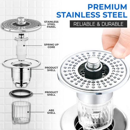 GFOUK™ Stainless Steel Washing Basin Anti-Clogging Anti-odor Pop-up Drain Stopper & Hair Catcher
