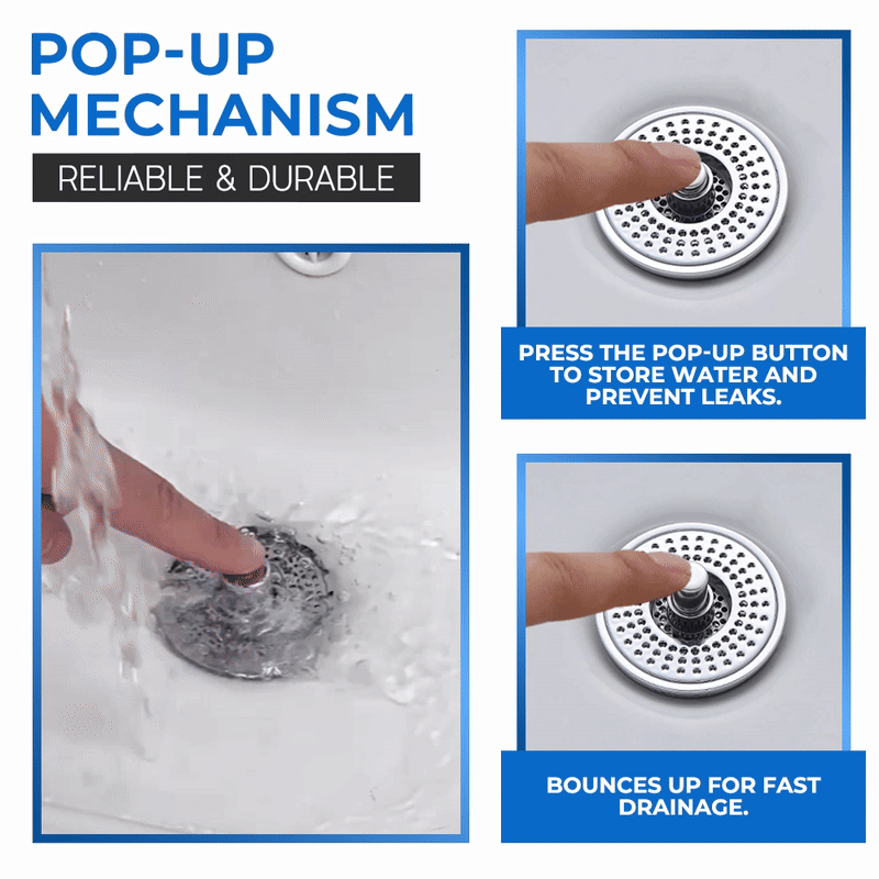 GFOUK™ Stainless Steel Washing Basin Anti-Clogging Anti-odor Pop-up Drain Stopper & Hair Catcher